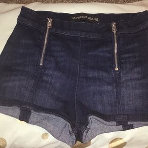 Two front zipper jean shorts